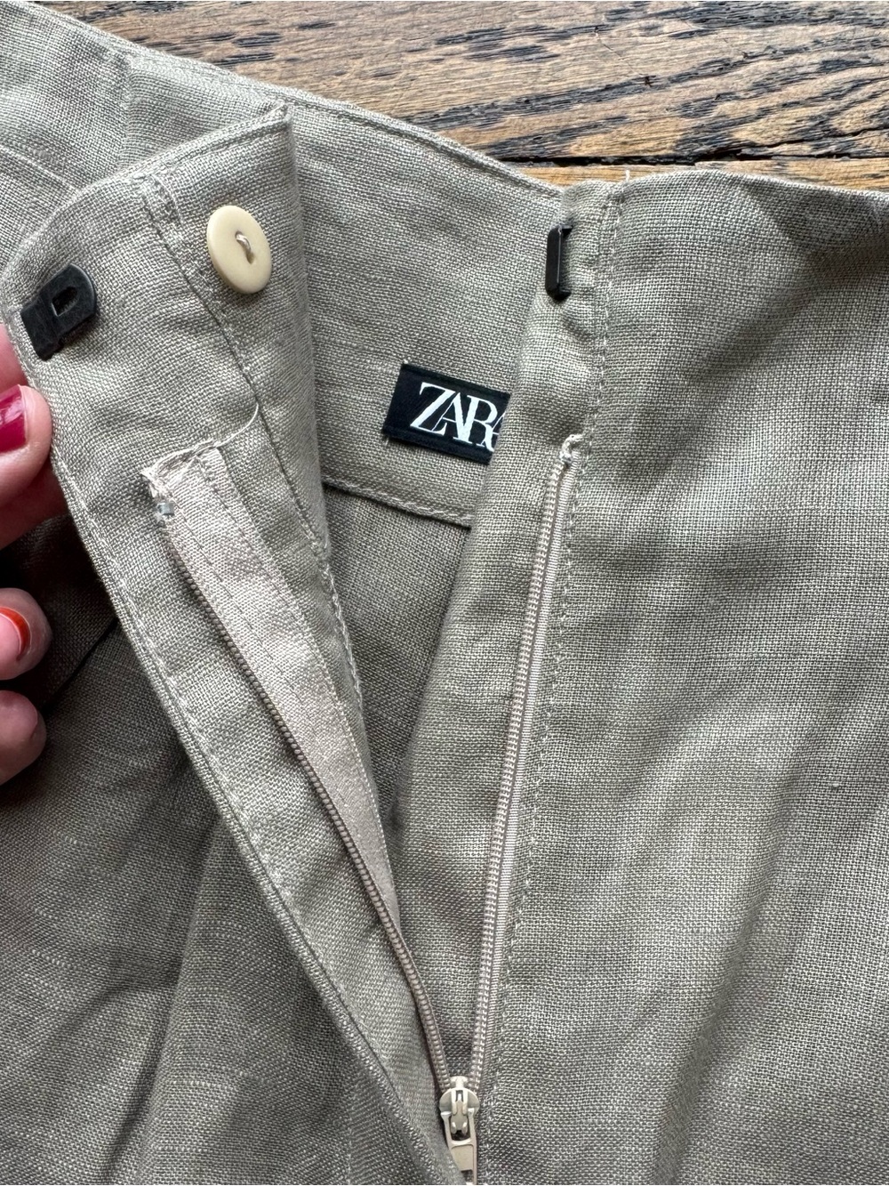 Zara 100% Linen NWT High Waist Linen Pleated Tie-Belt Shorts Taupe XS - Picture 10 of 10